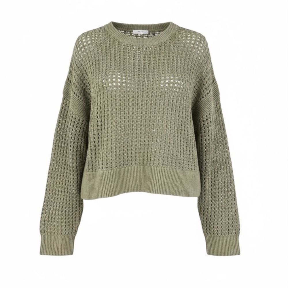 Old Navy Olive Green Waffle Knit Crew Neck Sweater Large